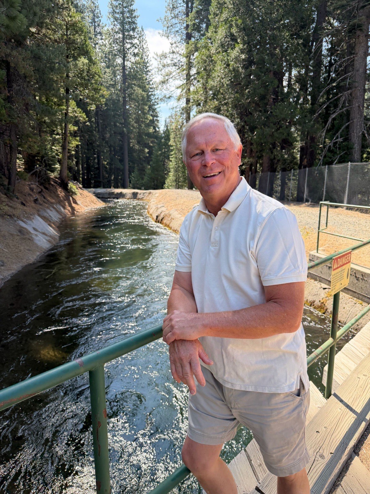 Terry McAteer at an NID canal in the Sierra high country